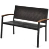 Terrassenbank Rattanbank Gartenbank Polyrattan Parkbank Gartenmöbel 115 x 58 x 88 cm Braun