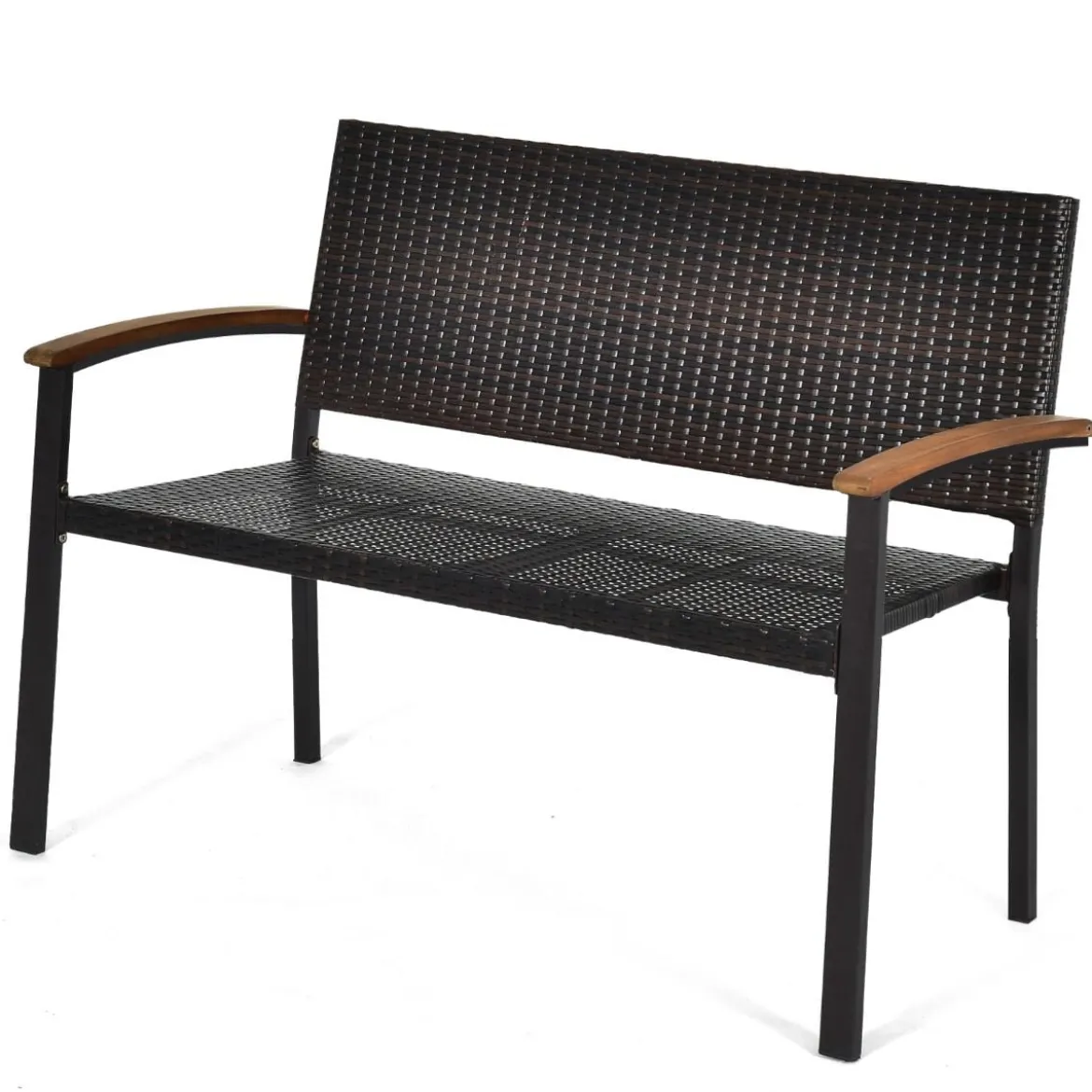Terrassenbank Rattanbank Gartenbank Polyrattan Parkbank Gartenmöbel 115 x 58 x 88 cm Braun
