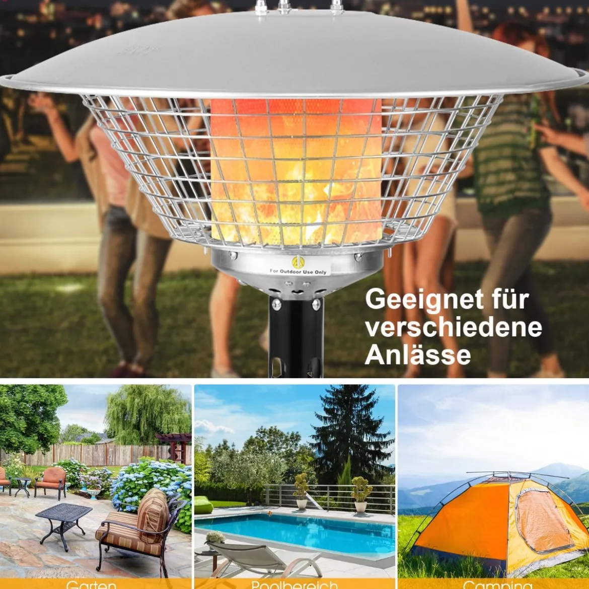 Terrassenheizer für Tischplatte mit 4000 W Heizleistung & Überhitzungsschutz Tischheizer Schwarz