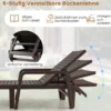 Terrassenliege aus PP Outdoor-Gartenliege mit 5-Fach Verstellbarer Rückenlehne Kaffee
