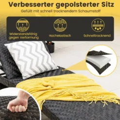 Terrassen-Liegestuhl Rattan-Liegestuhl mit 5-stufig verstellbarer Rückenlehne 195 x 61 x 38-97 cm Mix Braun