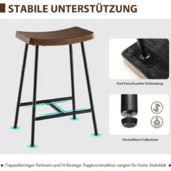 Thekenstühle Sattelsitzhocker mit Verstellbaren Fußpolstern Sitzhöhe 60 cm Braun