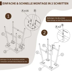 Thekenstühle Sattelsitzhocker mit Verstellbaren Fußpolstern Sitzhöhe 60 cm Braun