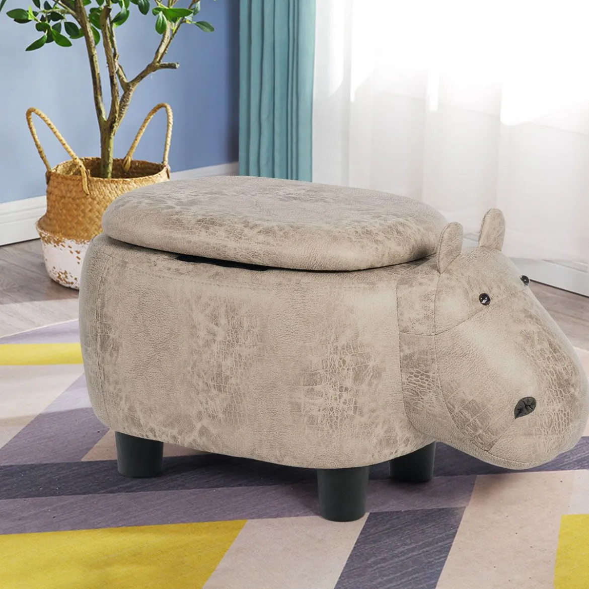 Tierhocker Kinderhocker Sitzhocker mit Stauraum Polsterhocker Sitzbank Aufbewahrungsbox