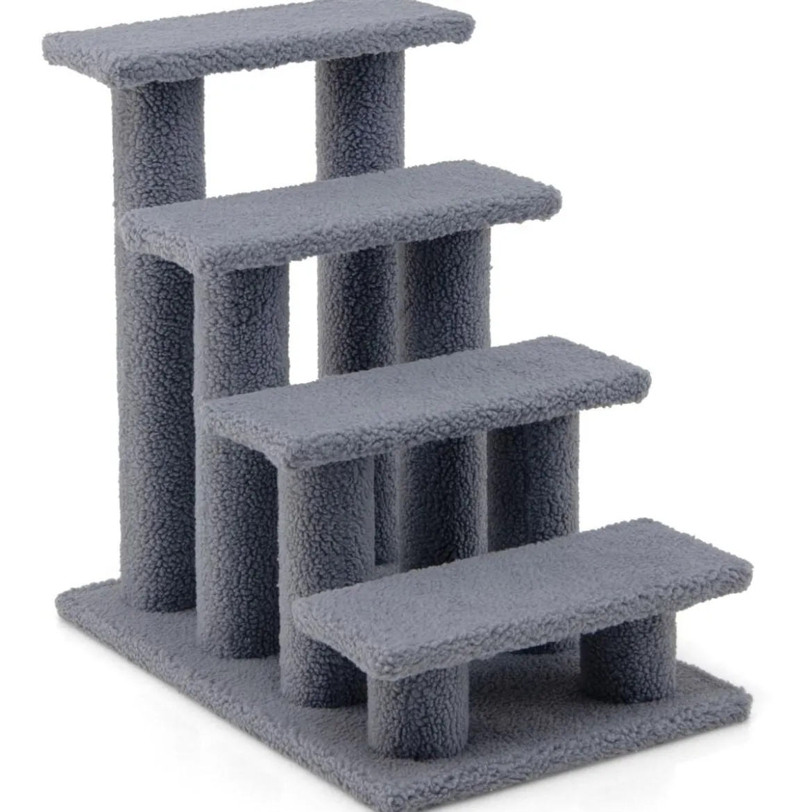 Tiertreppe Kletterbaum Katzentreppe für Katze bis 25 kg 61 x 41 x 60 cm Grau