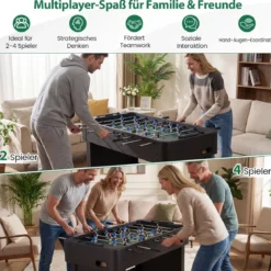 Tischfußball mit 22 Spielern & 2 Bällen & Schiebepunktezählern Fußballspieltisch Schwarz