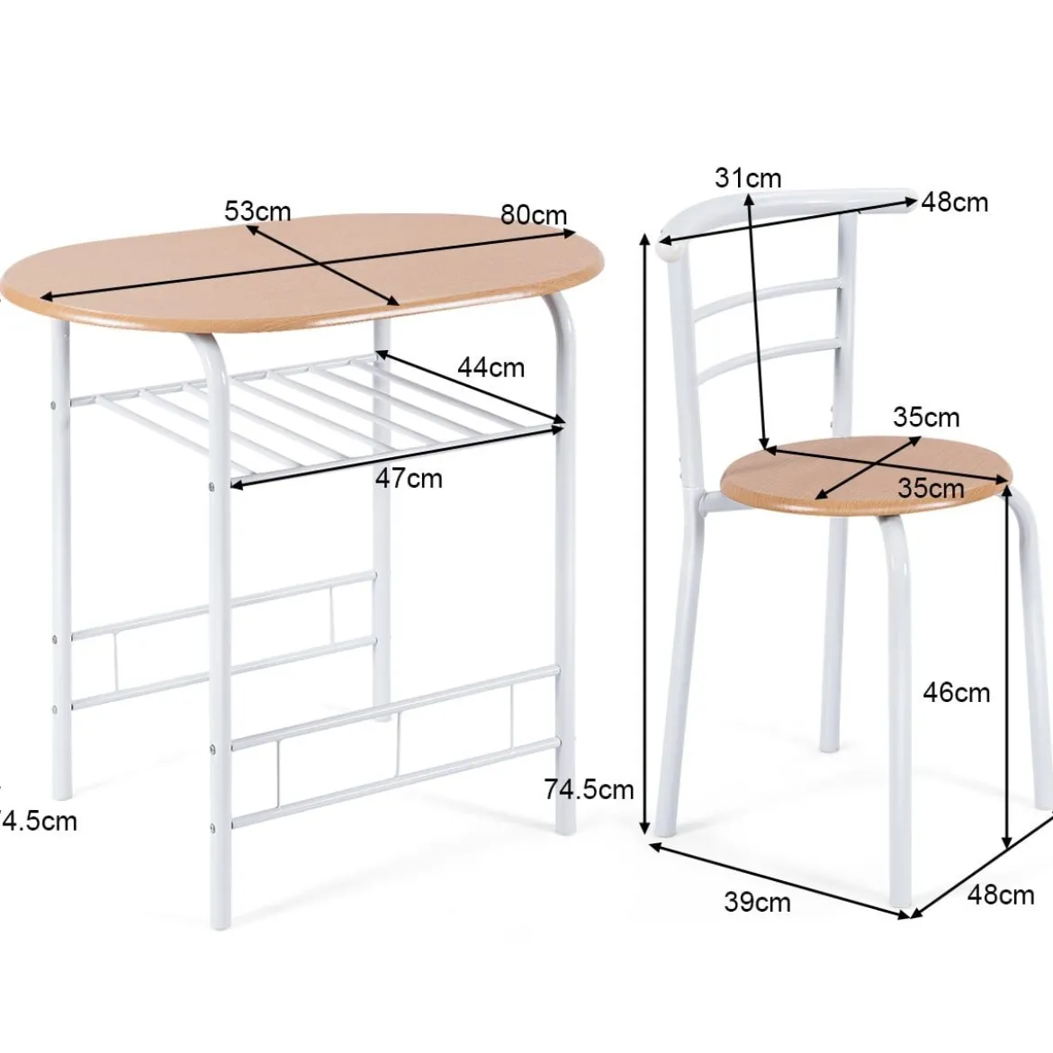 Tischgruppe 3 tlg Minimalismus Design Küche Essgruppe Esszimmergarnitur Natur