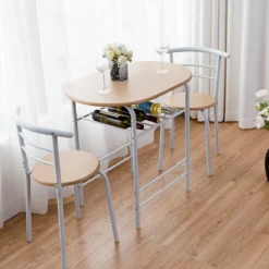 Tischgruppe 3 tlg Minimalismus Design Küche Essgruppe Esszimmergarnitur Natur