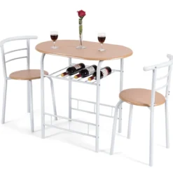 Tischgruppe 3 tlg Minimalismus Design Küche Essgruppe Esszimmergarnitur Natur