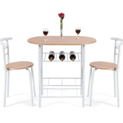 Tischgruppe 3 tlg Minimalismus Design Küche Essgruppe Esszimmergarnitur Natur