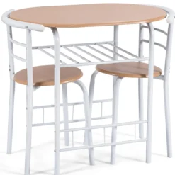 Tischgruppe 3 tlg Minimalismus Design Küche Essgruppe Esszimmergarnitur Natur