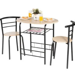 Tischgruppe 3 tlg Minimalismus Design Küche Essgruppe Esszimmergarnitur Schwarz