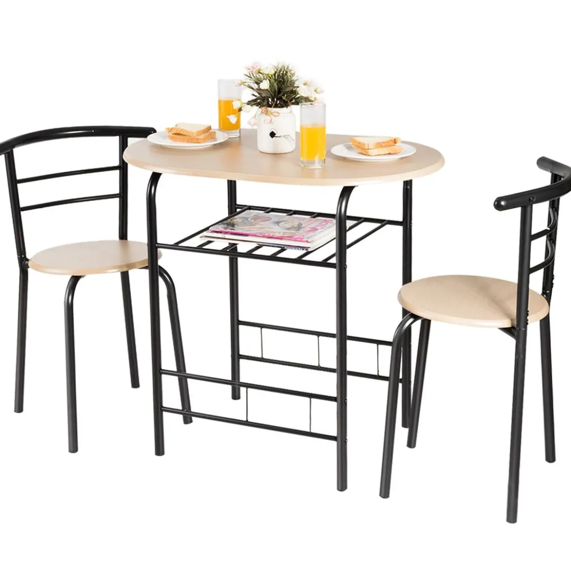 Tischgruppe 3 tlg Minimalismus Design Küche Essgruppe Esszimmergarnitur Schwarz