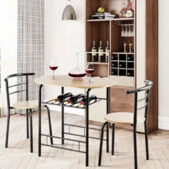 Tischgruppe 3 tlg Minimalismus Design Küche Essgruppe Esszimmergarnitur Schwarz