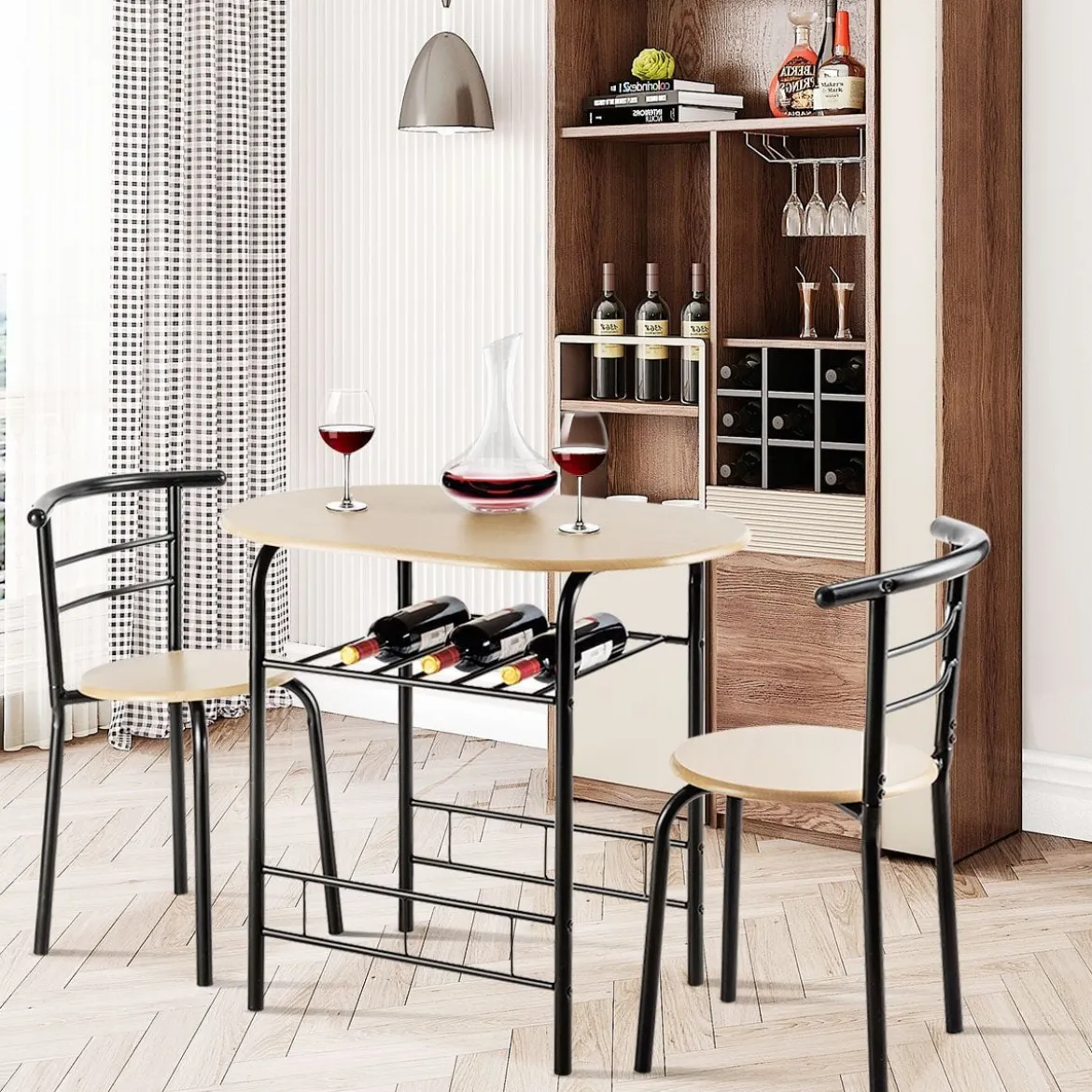 Tischgruppe 3 tlg Minimalismus Design Küche Essgruppe Esszimmergarnitur Schwarz