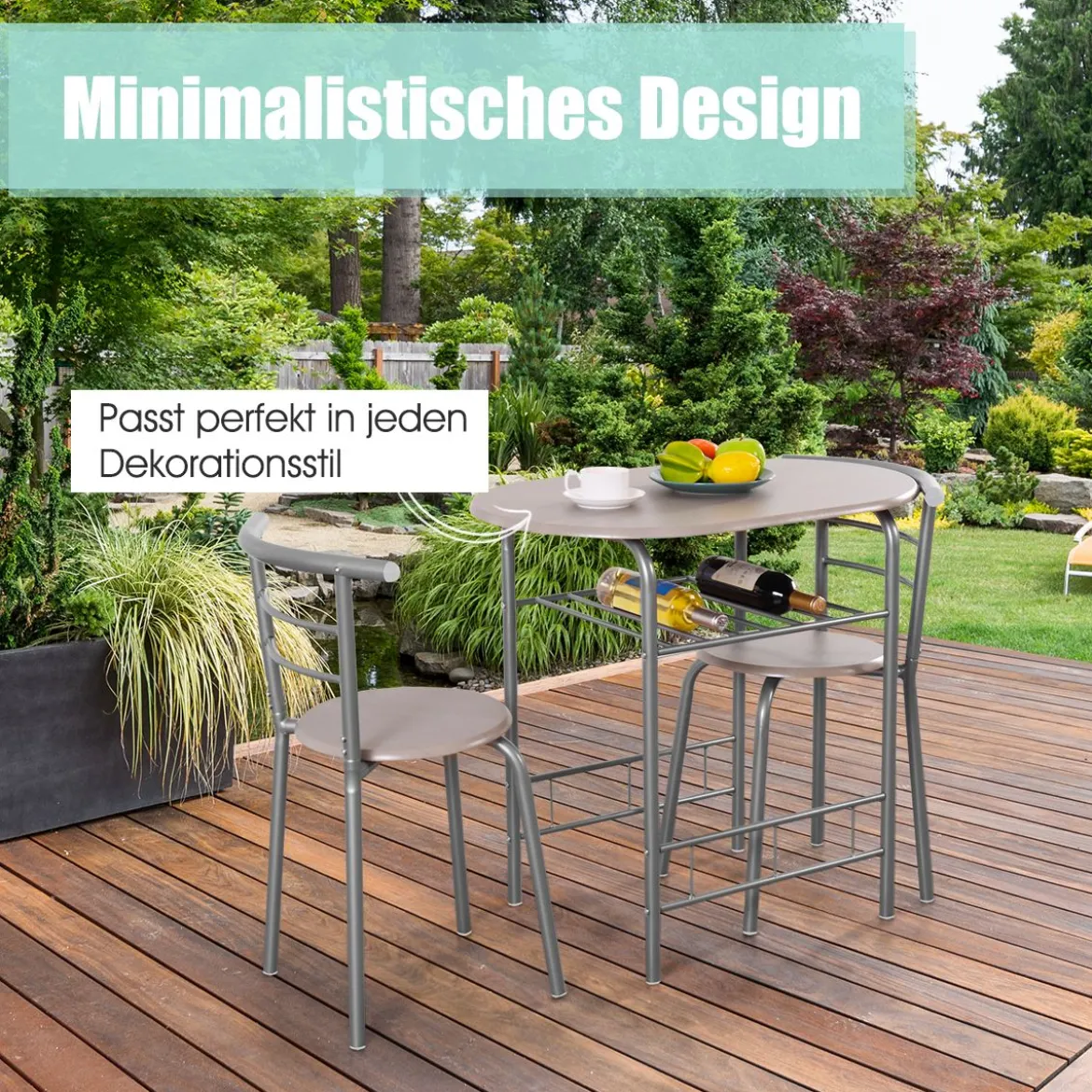 Tischgruppe 3 tlg Minimalismus Design Küche Essgruppe Esszimmergarnitur Grau