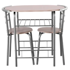 Tischgruppe 3 tlg Minimalismus Design Küche Essgruppe Esszimmergarnitur Grau