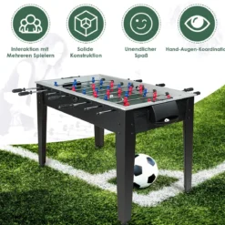 Tischkicker in Wettbewerbsgröße Kickertisch für Erwachsene und Kinder 122 x 61 x 79cm Schwarz