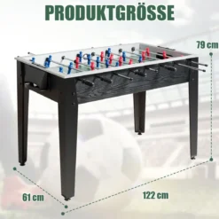 Tischkicker in Wettbewerbsgröße Kickertisch für Erwachsene und Kinder 122 x 61 x 79cm Schwarz