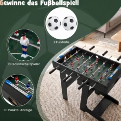 Tischkicker Platzsparender Fußballtisch mit Robustem Griff 33 x 36 x 109 cm Schwarz