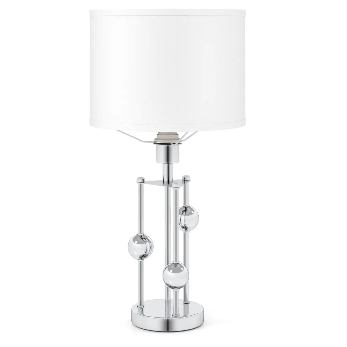 Tischlampe Nachttisch-Schreibtischlampe mit E27-Fassung Leinenstoff-Lampenschirm und Dekorativen Kugeln