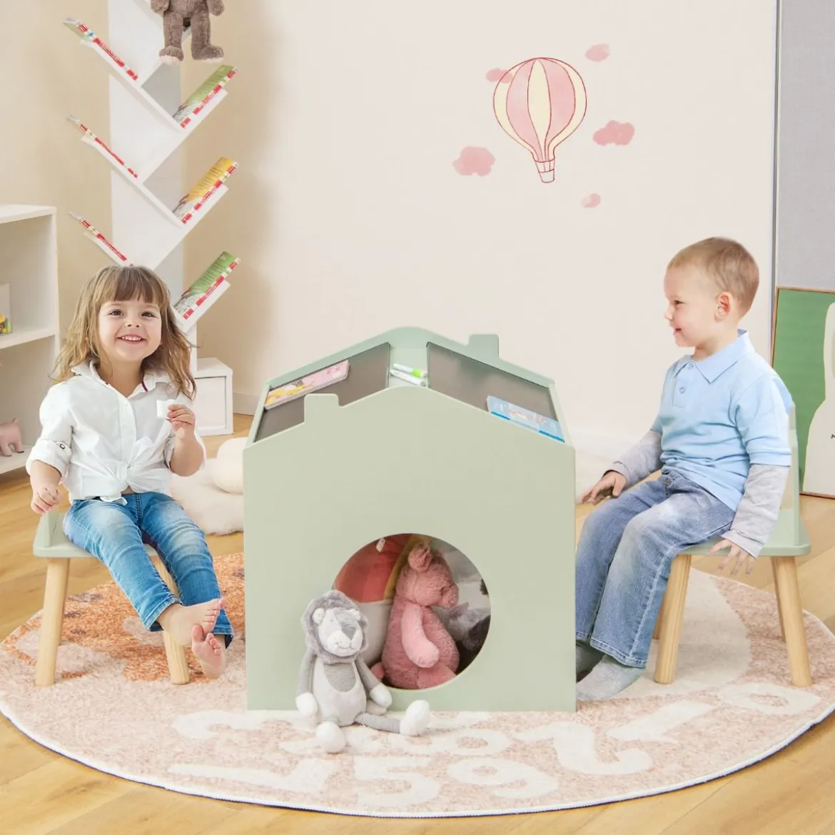 Tisch- & Stuhl-Set für Kinder Zeichentisch & 2 Stühle Grün