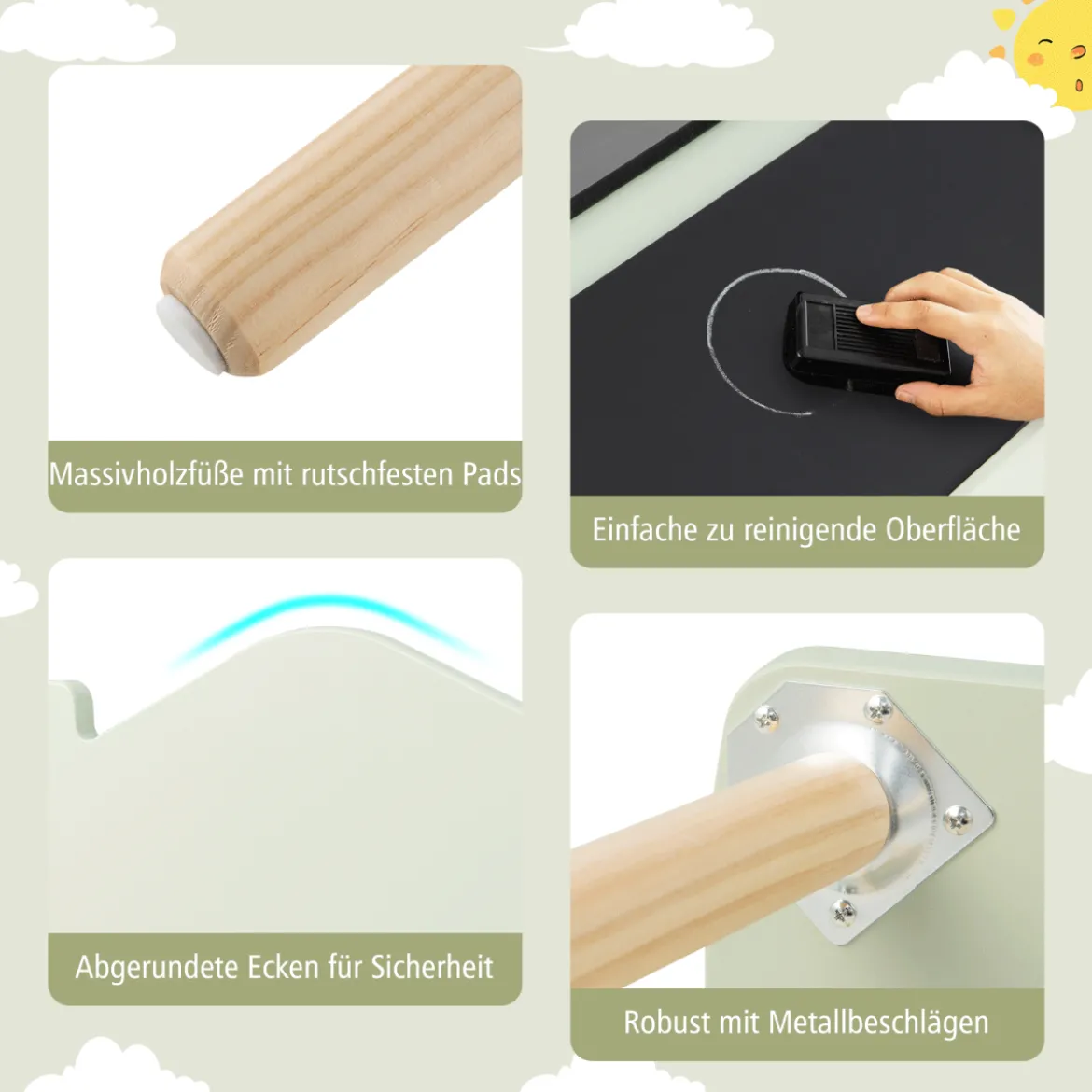 Tisch- & Stuhl-Set für Kinder Zeichentisch & 2 Stühle Grün