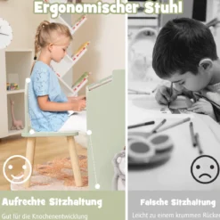 Tisch- & Stuhl-Set für Kinder Zeichentisch & 2 Stühle Grün