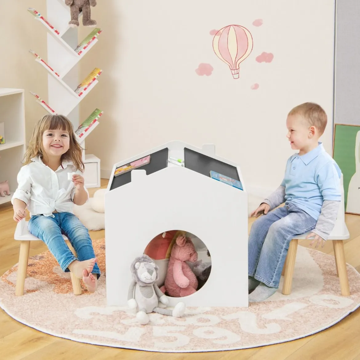 Tisch- & Stuhl-Set für Kinder Zeichentisch & 2 Stühle Weiß