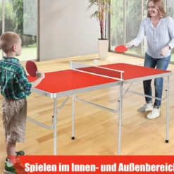 Tischtennisplatte Tischtennis Platte Tischtennistisch klappbar 152,5 x 76 x 76 cm Rot + Silber
