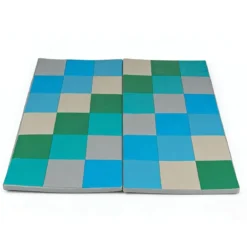 2 tlg. Baby Faltbare Krabblematte mit Kletterverschluss & Kunstleder Bodenmatte & Schaumstoff Blau