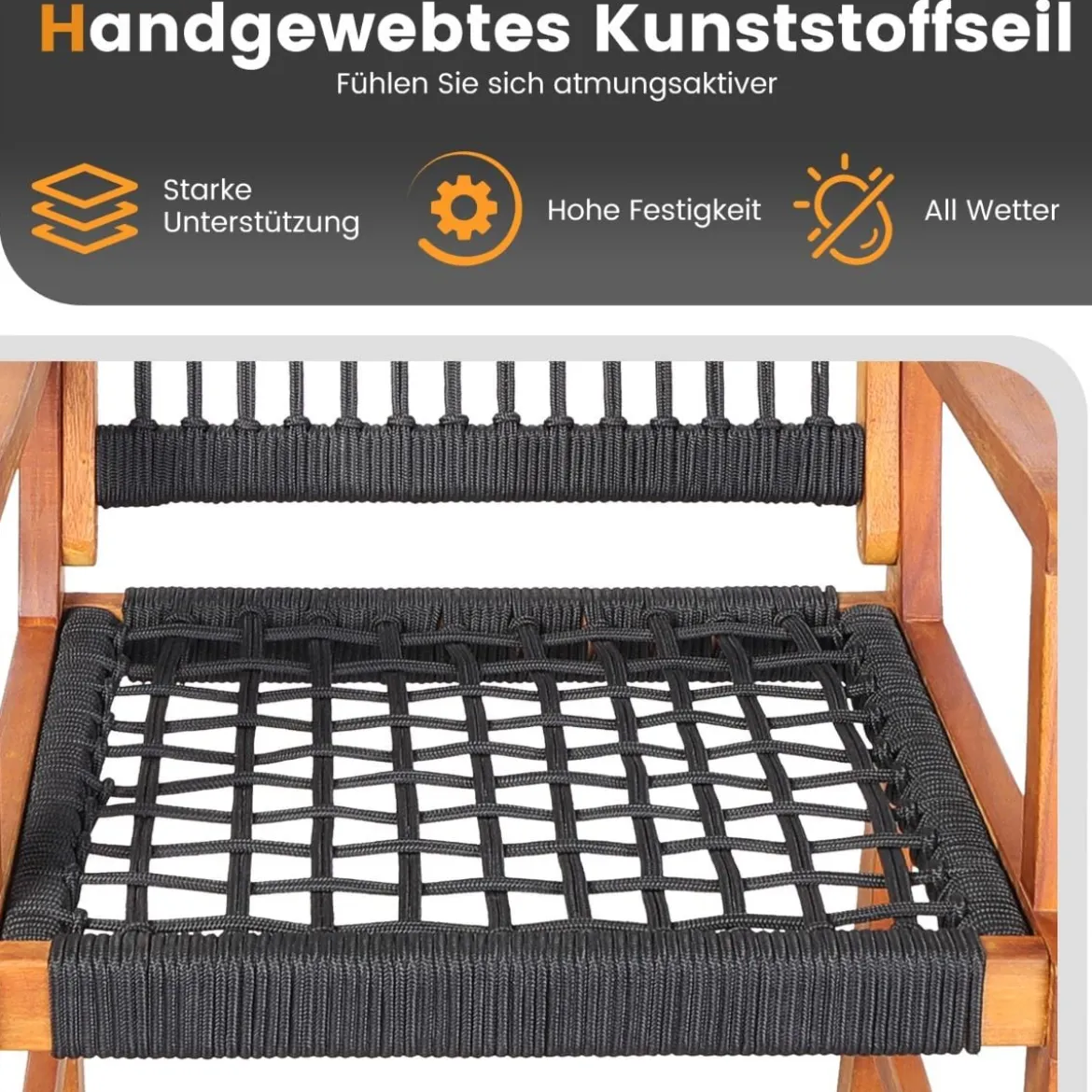 3tlg. Bistroset 2 Gartenstühle & Beistelltisch aus Akazienholz Gartenmöbel-Set