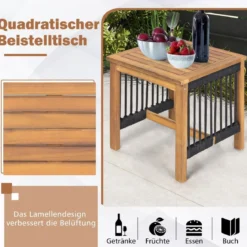 3tlg. Bistroset 2 Schaukelstühlen & Beistelltisch aus Akazienholz Balkonset Sitzgarnitur