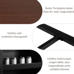 3 TLG. Esstisch Set Essgruppe mit 2 Gepolsterten Stühlen Thekentisch mit 3 Seitenregalen Industriell