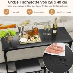3 TLG. Esstischset mit Stehtisch & 2 Hockern Industrieller Küchentisch in Thekenhöhe Sitzgarnitur