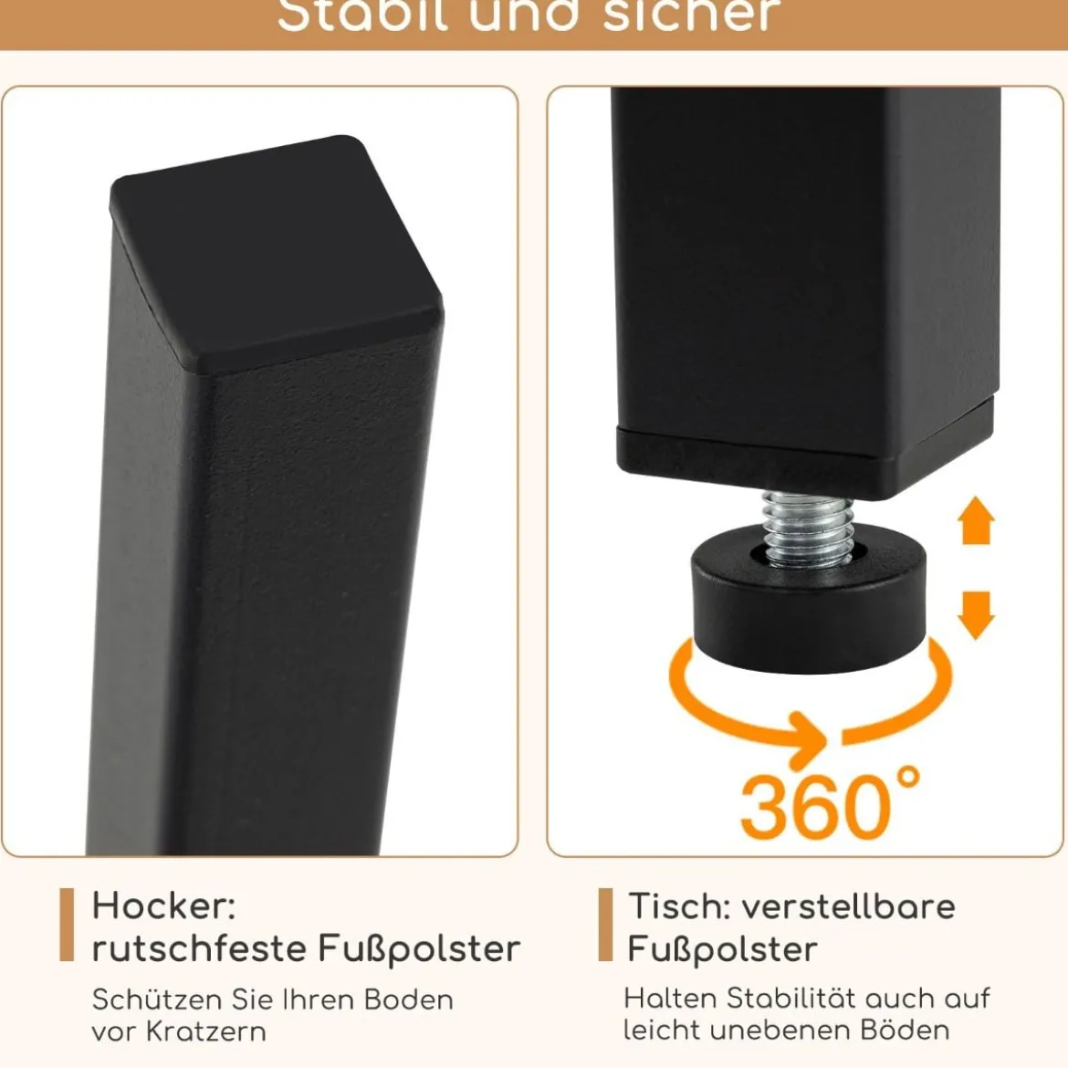 3 TLG. Esstischset mit Stehtisch & 2 Hockern Industrieller Küchentisch in Thekenhöhe Sitzgarnitur