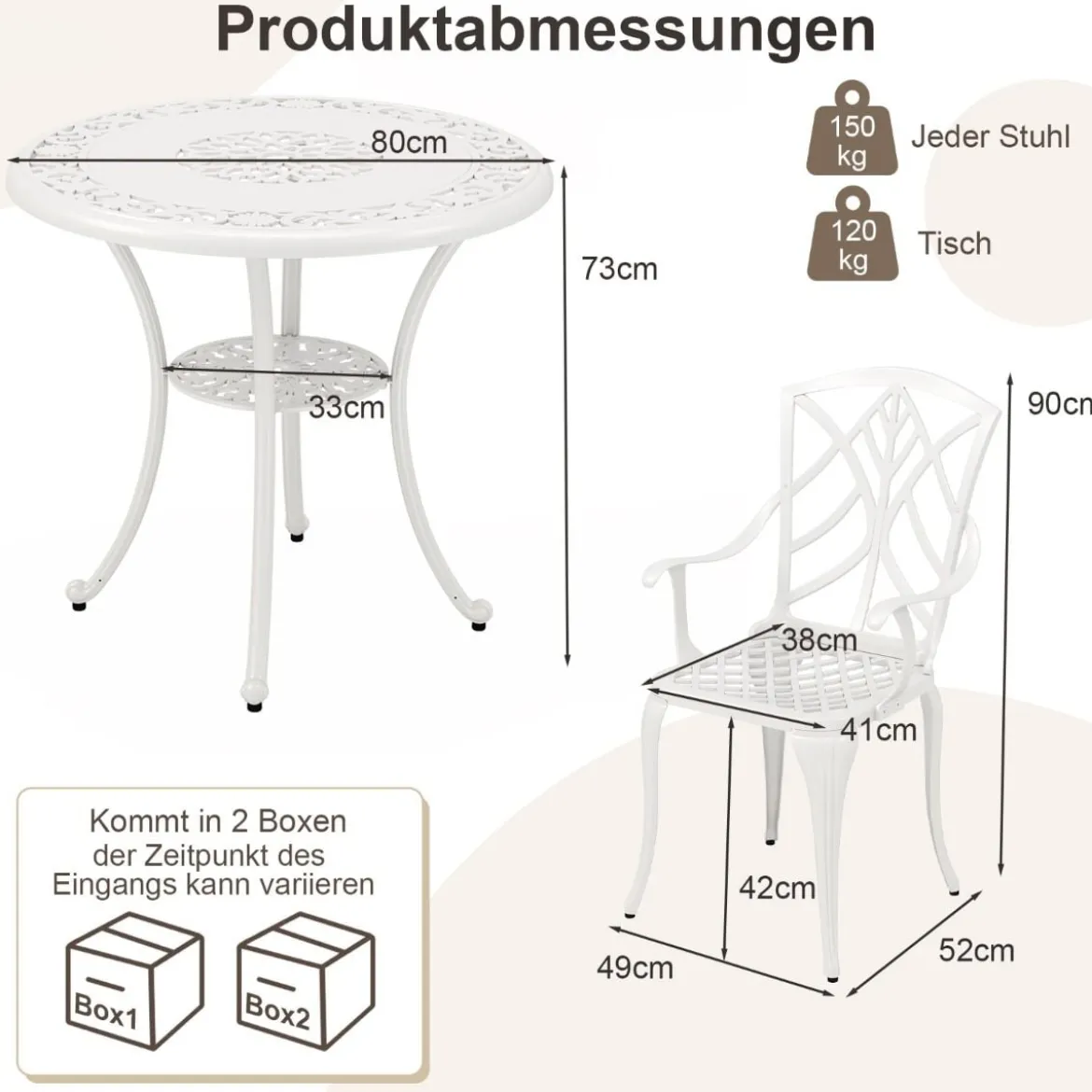 5-TLG. Gartenmöbel Set aus Aluminiumguss inkl. 4 Stühle & 1 Tisch mit Schirmloch Gartengarnitur