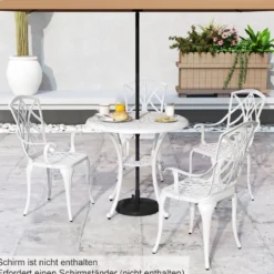 5-TLG. Gartenmöbel Set aus Aluminiumguss inkl. 4 Stühle & 1 Tisch mit Schirmloch Gartengarnitur