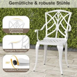 5-TLG. Gartenmöbel Set aus Aluminiumguss inkl. 4 Stühle & 1 Tisch mit Schirmloch Gartengarnitur