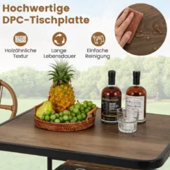 3-TLG. Gartenmöbel Set Balkonmöbel mit 2 Rattanstühle & Esstisch Rattan Terrassenmöbel Platzsparend