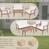 4-TLG. Gartenmöbel Set Balkonmöbel aus Akazienholz Terrassenmöbel mit Sitz- und Rückenkissen Weiß