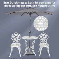 3-tlg. Gartenmöbel Set Balkonset mit 2 Stühle & Tisch aus Aluminiumguss & Gusseisen Rosen