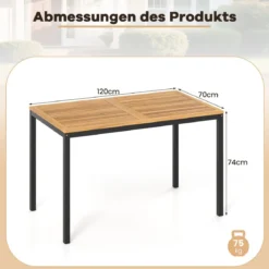 4-TLG. Gartenmöbel Set Essgruppe aus Akazienholz mit Metallrahmen Balkonmöbel mit Tisch 2 Stühle & Sitzbank