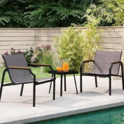 3-TLG. Gartenmöbel Set mit 2 Stühlen & Tisch Balkonset Balkonmöbel Gartengarnitur