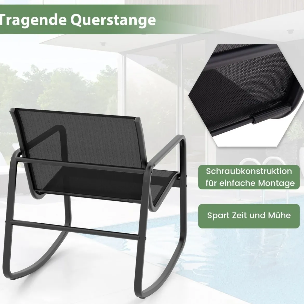 3-TLG. Gartenmöbel Set mit 2 Stühle & Tisch & Sanfter Schaukelbewegung Gartengarnitur