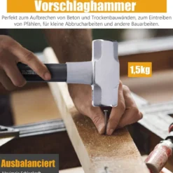 5 tlg Hammer Set mit Kugelhammer & Gummihammer & Stoßdämpfungsgriff