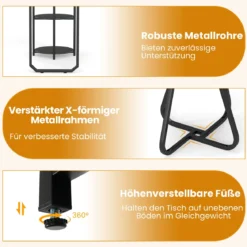 3 tlg. Industrial Esstisch-Set mit Holz-Metall Küchentisch & 2 Hocker Platzsparendes Bistro-Set Schwarz
