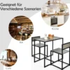 3 tlg. Küchentischset mit Kompakttisch & 2 Stühlen Holzwerkstoffe + Metall Grau