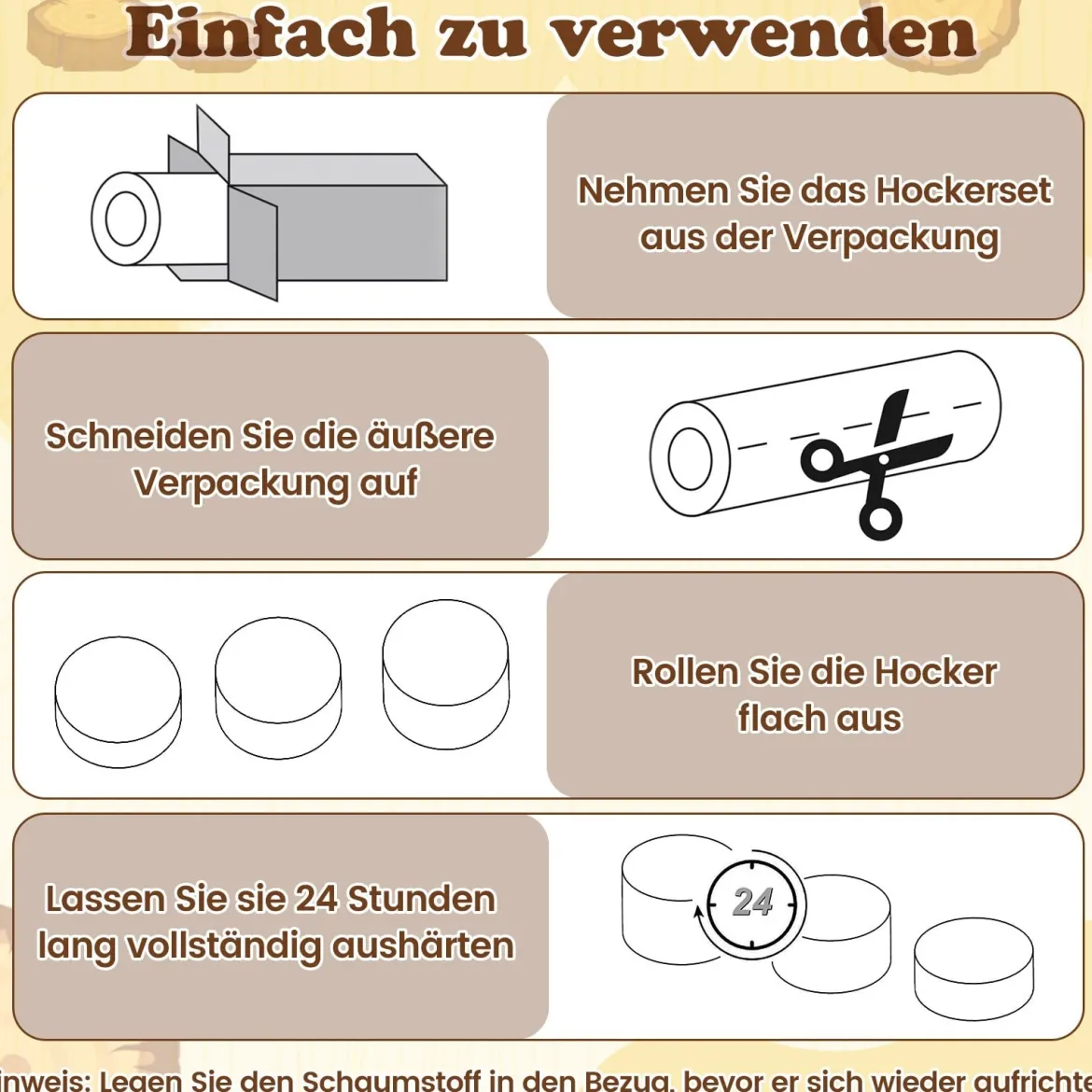 3 tlg. Kinder Baumstumpf Hocker Set mit Holzmuster & Unterschiedliche Höhen Bodenkissen Grün