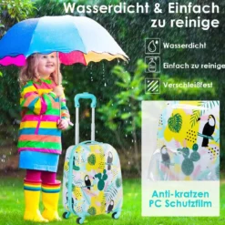 2 tlg Kindergepäck Flamingosblid Reisekoffer Kinderkoffer + Rucksack Blau